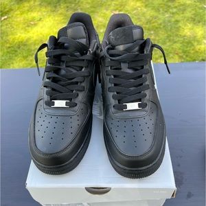 NIKE Air Force 1 ‘07 Triple Black lace up with original box, only worn once